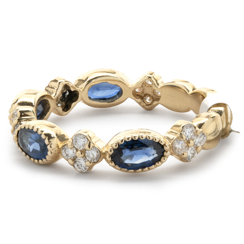 14 Karat Yellow Gold Diamond and Sapphire Star Band