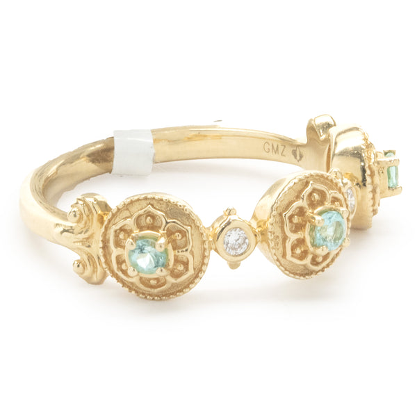 18 Karat Yellow Gold Paraiba Tourmaline and Diamond Band