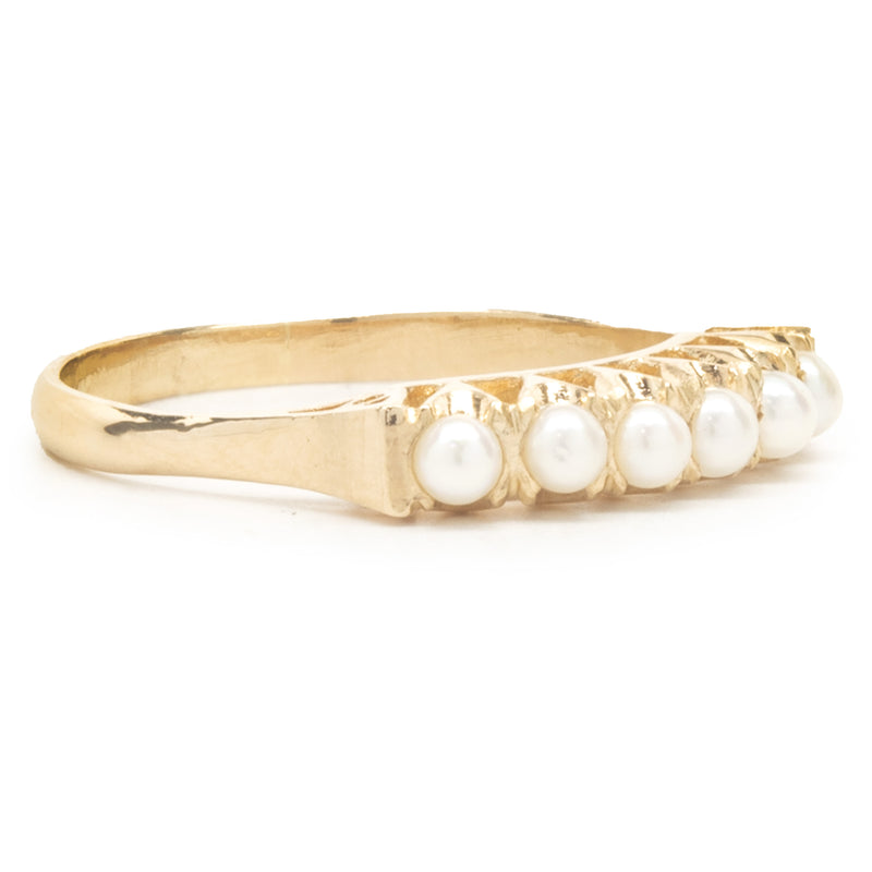 18 Karat Yellow Gold Vintage Pearl Band