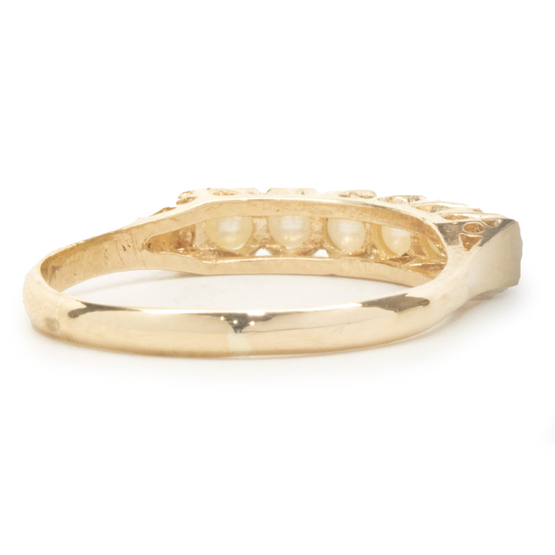 18 Karat Yellow Gold Vintage Pearl Band