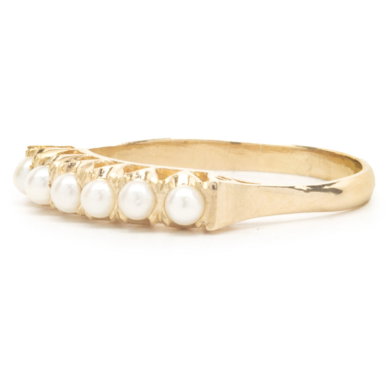 18 Karat Yellow Gold Vintage Pearl Band