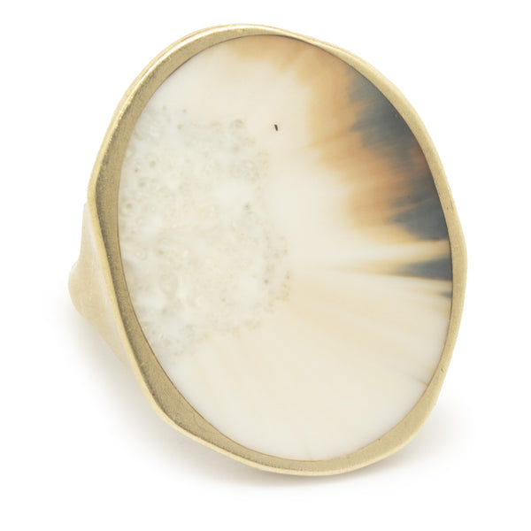 Monique Pean 18 Karat Yellow Gold Vintage Agate Ring