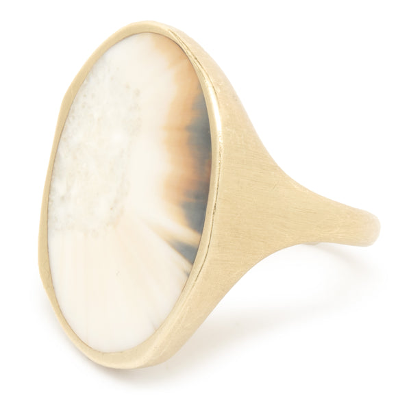 Monique Pean 18 Karat Yellow Gold Vintage Agate Ring