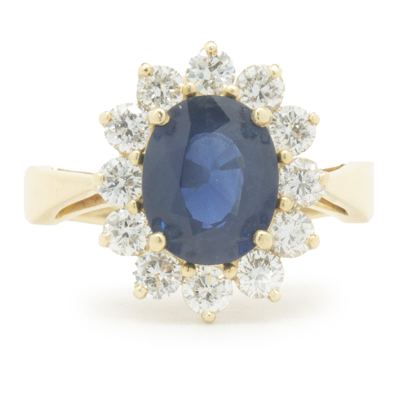 18 Karat Yellow Gold Sapphire and Diamond Cocktail Ring