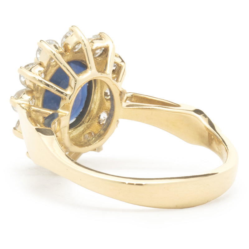 18 Karat Yellow Gold Sapphire and Diamond Cocktail Ring
