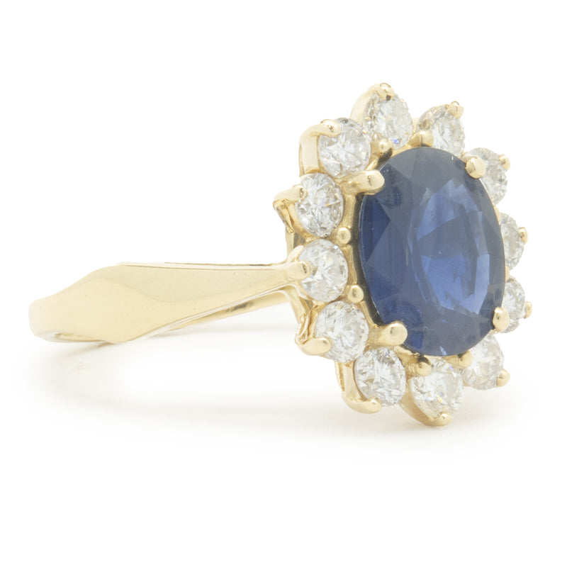 18 Karat Yellow Gold Sapphire and Diamond Cocktail Ring