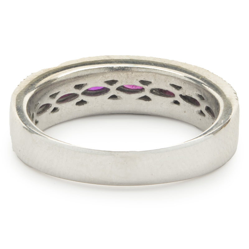 14 Karat White Gold Ruby and Diamond Band
