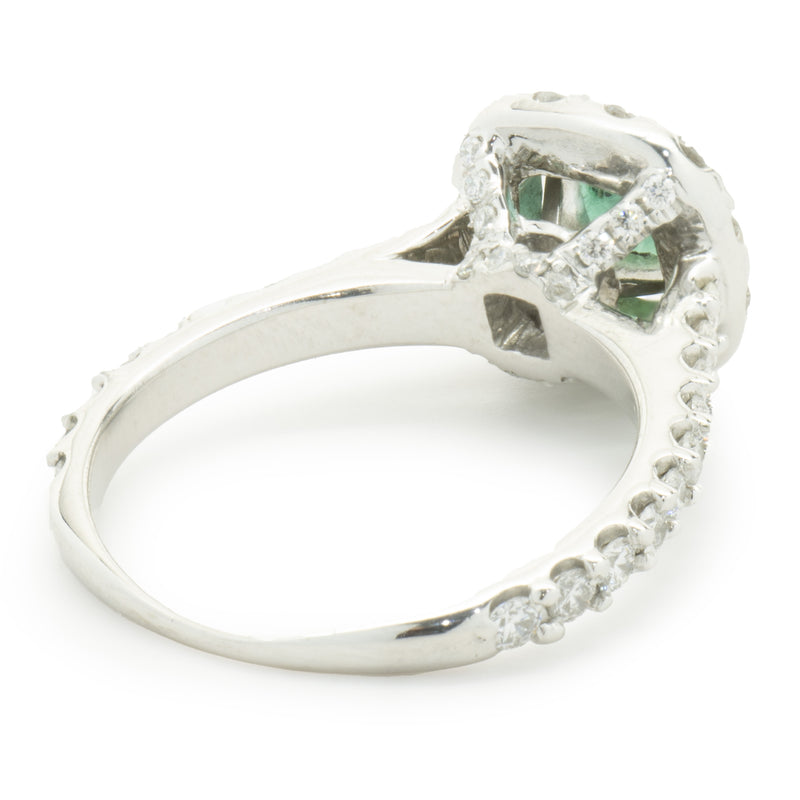 14 Karat White Gold Emerald and Diamond Ring