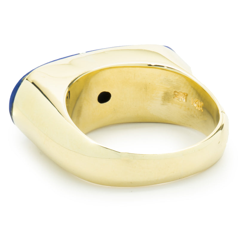 14 Karat Yellow Gold Lapis Horizon Ring