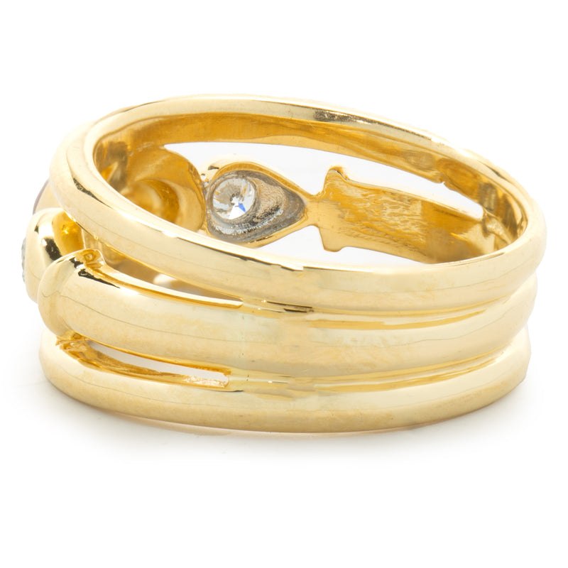 18 Karat Yellow Gold Cabochon Ruby and Diamond Bezel Set Ring