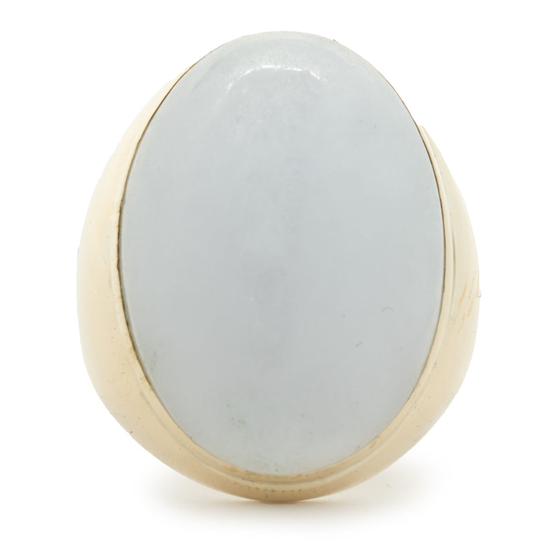14 Karat Yellow Gold Cabochon Cut Jade Ring