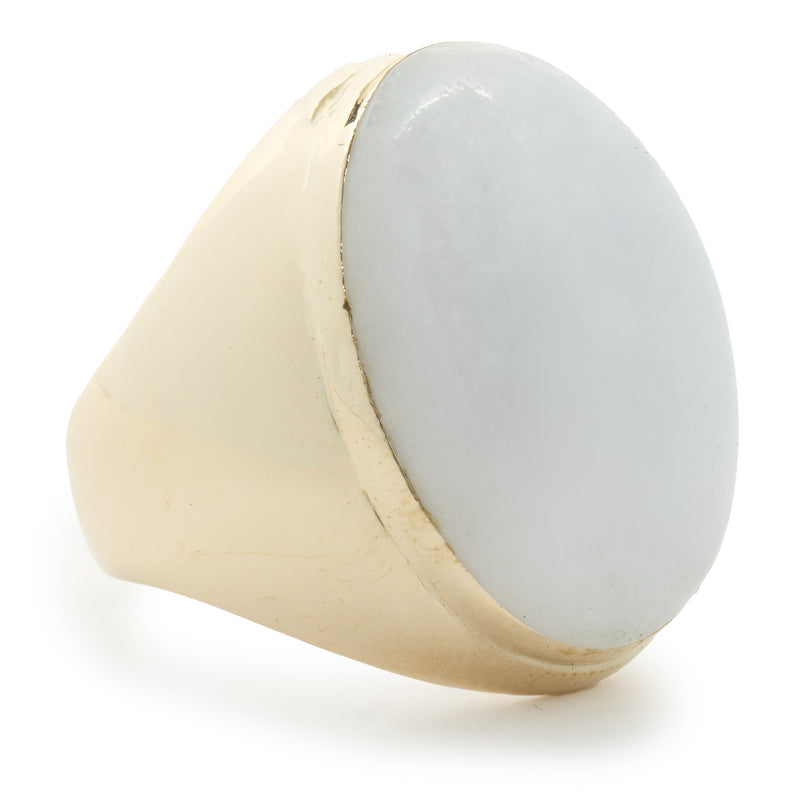 14 Karat Yellow Gold Cabochon Cut Jade Ring