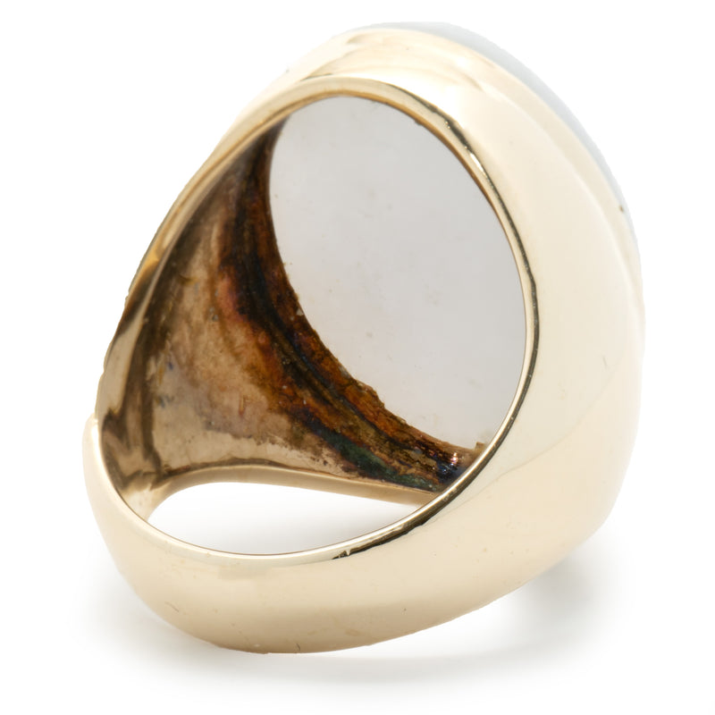 14 Karat Yellow Gold Cabochon Cut Jade Ring