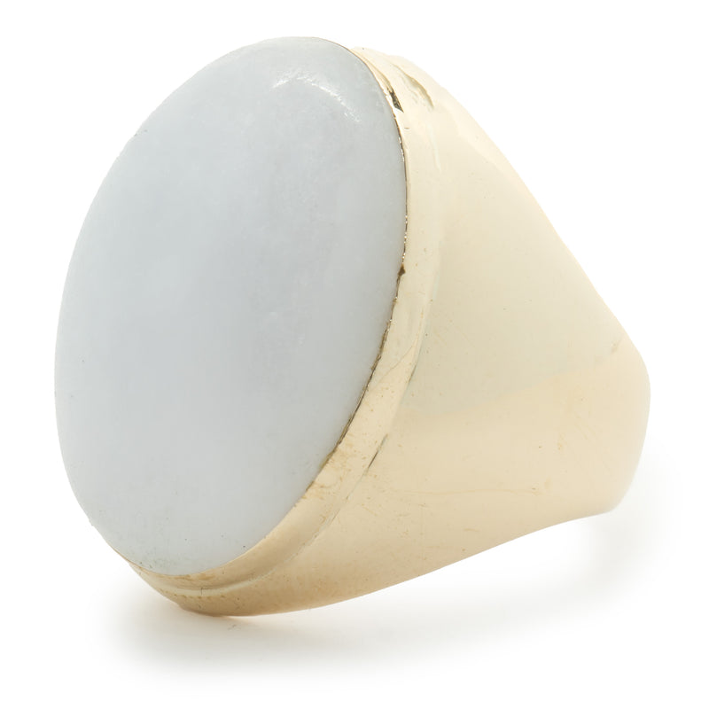 14 Karat Yellow Gold Cabochon Cut Jade Ring