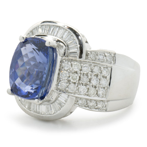 14 Karat White Gold Tanzanite and Diamond Cocktail Ring