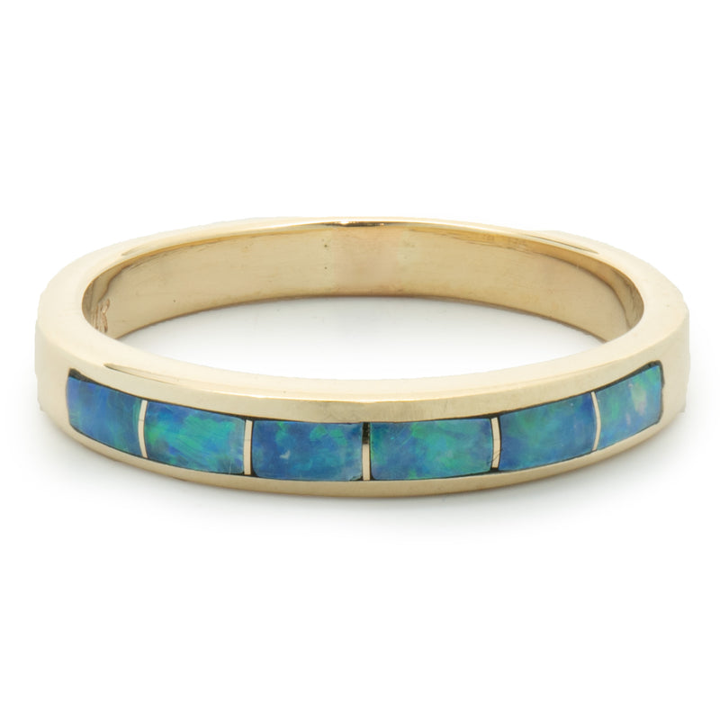 Prima 14 Karat Yellow Gold Black Opal Inlay Ring