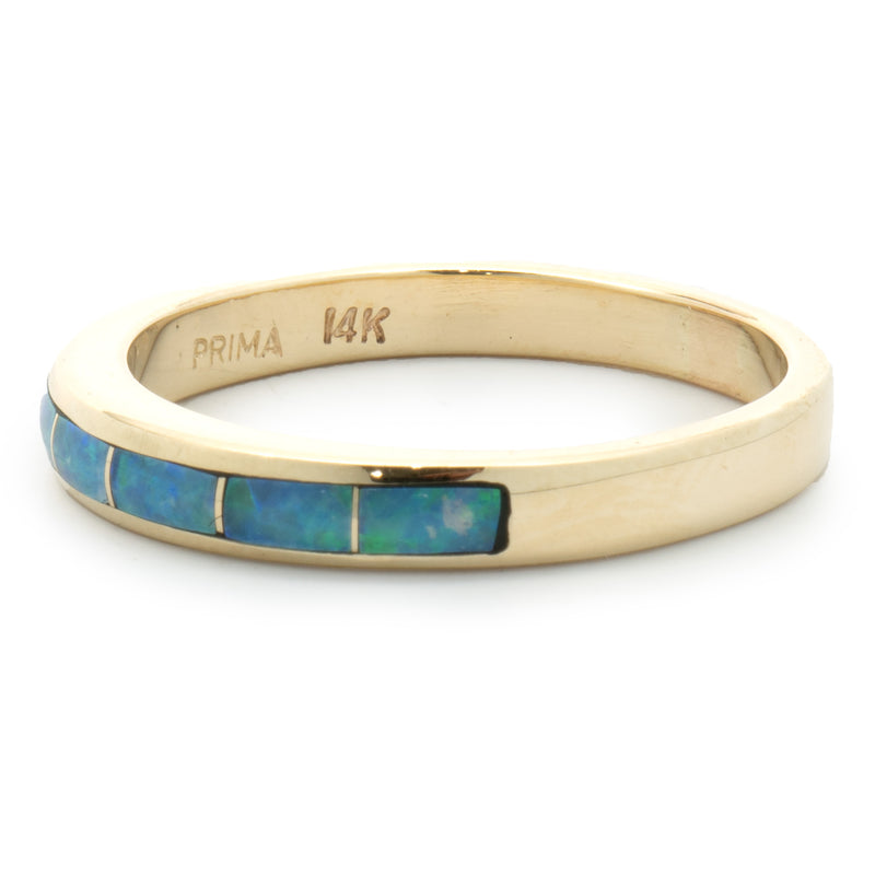 Prima 14 Karat Yellow Gold Black Opal Inlay Ring