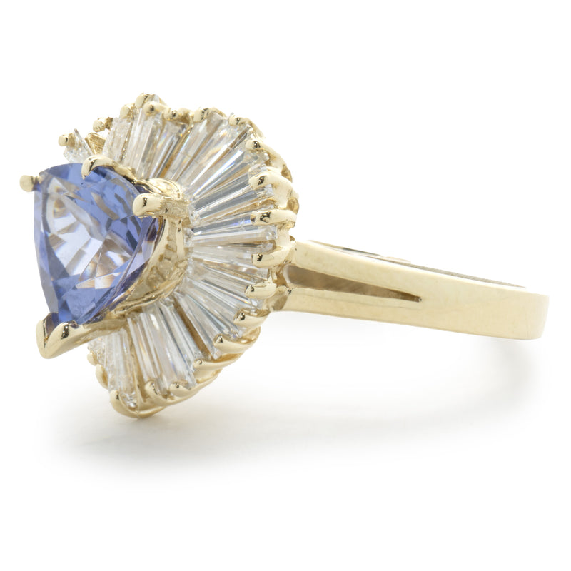 thumbnail image 2 of 2.10Ct Lab-Created Trillion Blue Tanzanite Engagement Ring - 14K Yellow Gold Over Sterling Silver 2 of 3