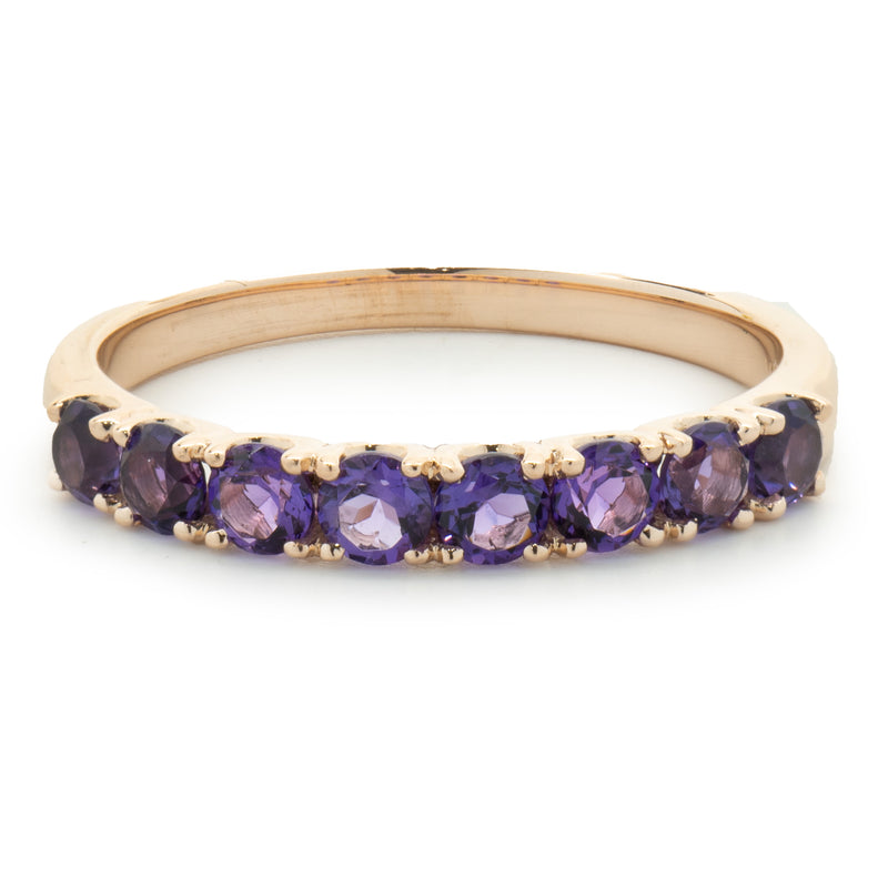 14 Karat Yellow Gold Amethyst Band