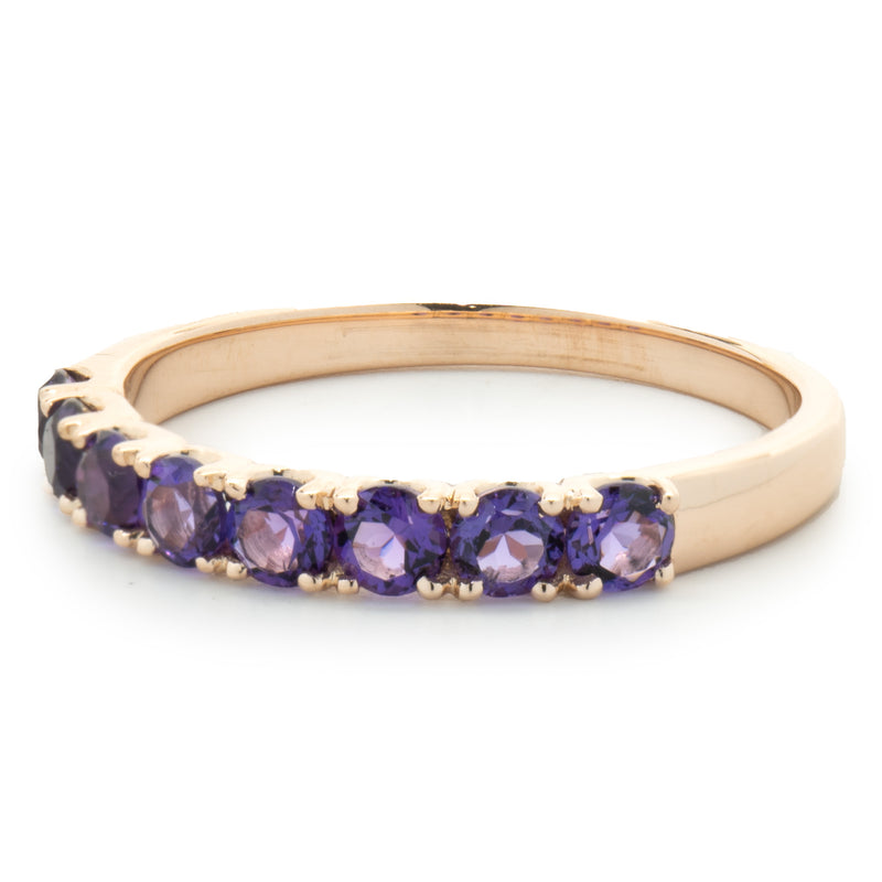 14 Karat Yellow Gold Amethyst Band