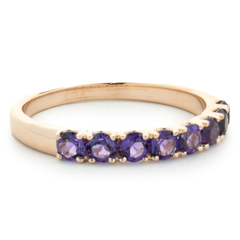 14 Karat Yellow Gold Amethyst Band
