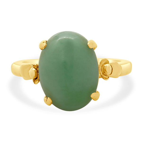 14 Karat Yellow Gold Cabochon Cut Jadeite Ring