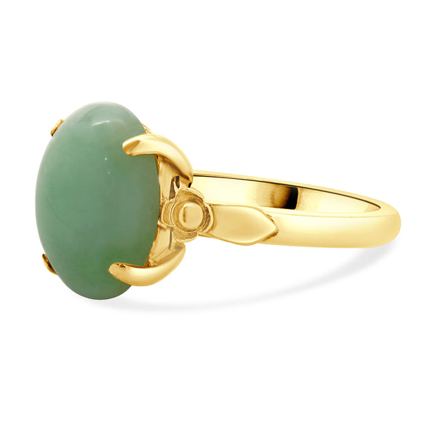 14 Karat Yellow Gold Cabochon Cut Jadeite Ring