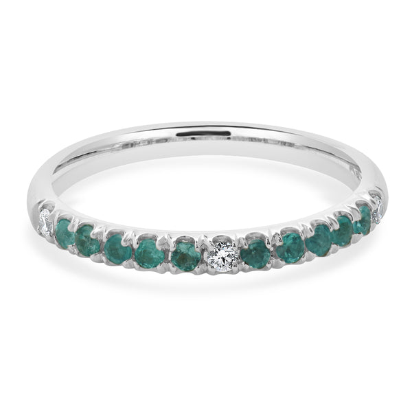 18 Karat White Gold Paraiba Tourmaline and Diamond Band
