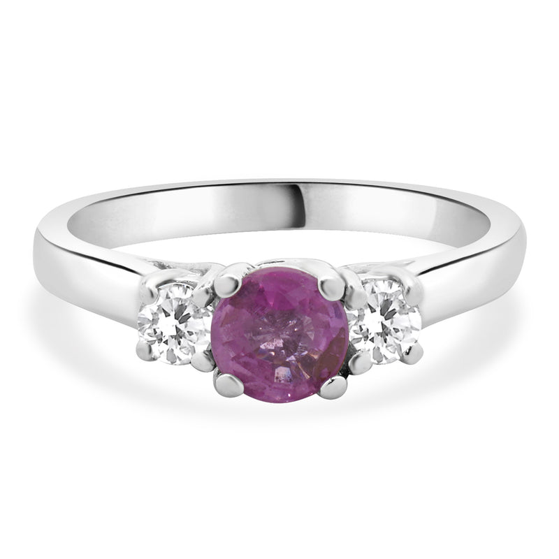 14 Karat White Gold Pink Sapphire and Diamond Ring