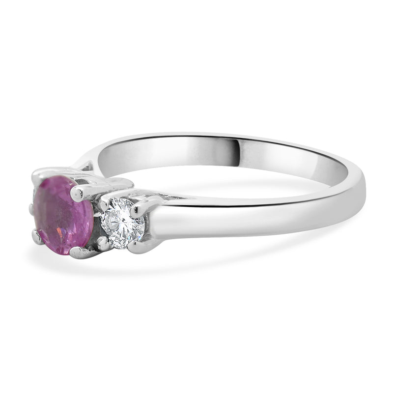 14 Karat White Gold Pink Sapphire and Diamond Ring