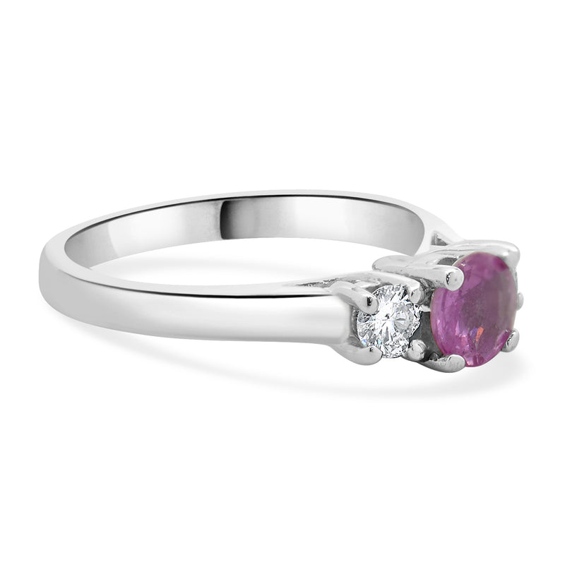 14 Karat White Gold Pink Sapphire and Diamond Ring