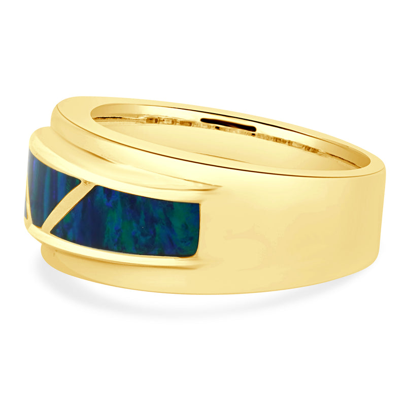 14 Karat Yellow Gold Black Opal Inlay Ring