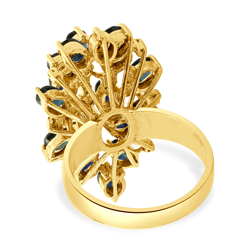 18 Karat Yellow Gold Vintage Sapphire and Diamond Cocktail Ring
