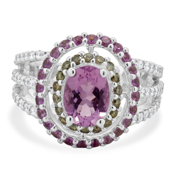 18 Karat White Gold Morganite and Diamond Fashion Ring
