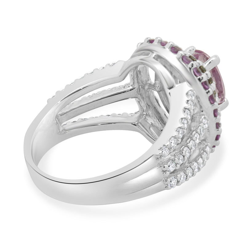 18 Karat White Gold Morganite and Diamond Fashion Ring
