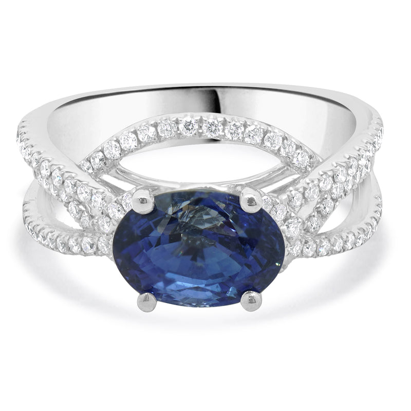 14 Karat White Gold Sapphire and Diamond Ring