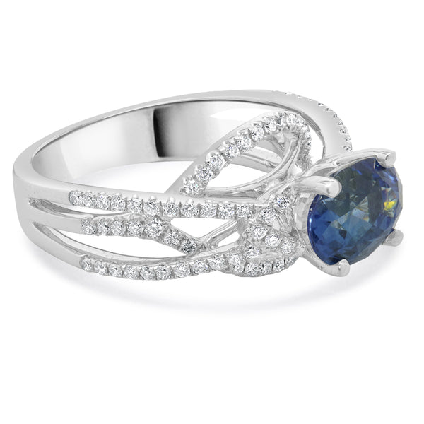 14 Karat White Gold Sapphire and Diamond Ring
