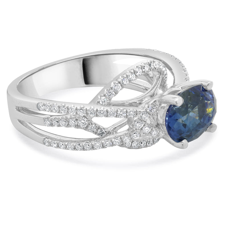 14 Karat White Gold Sapphire and Diamond Ring