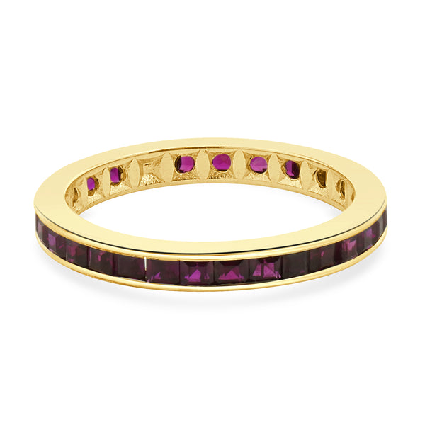 14 Karat Yellow Gold Lab Grown Ruby Eternity Band