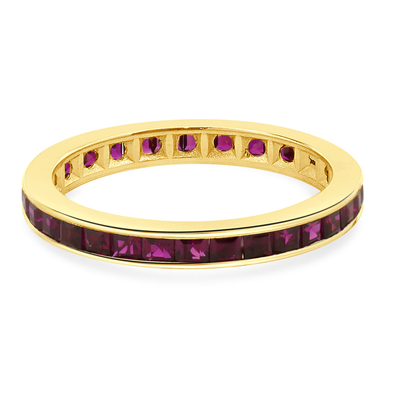 14 Karat Yellow Gold Lab Grown Ruby Eternity Band