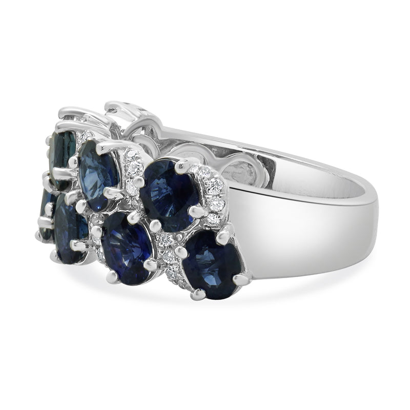 18 Karat White Gold Oval Sapphire and Diamond Band