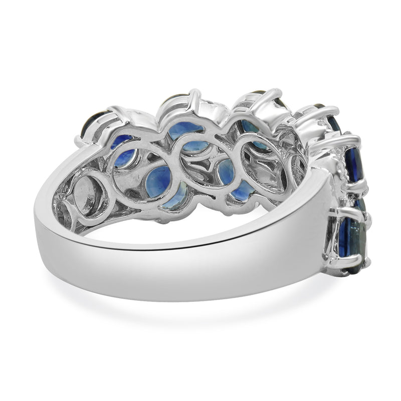 18 Karat White Gold Oval Sapphire and Diamond Band
