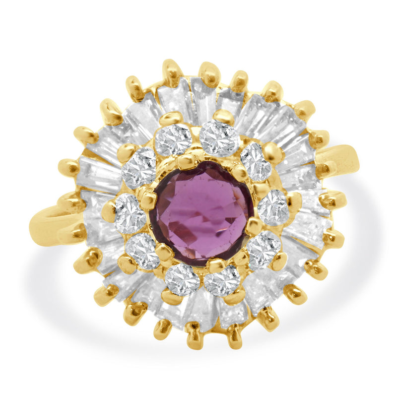 14 Karat Yellow Gold Ruby and Diamond Ballerina Ring