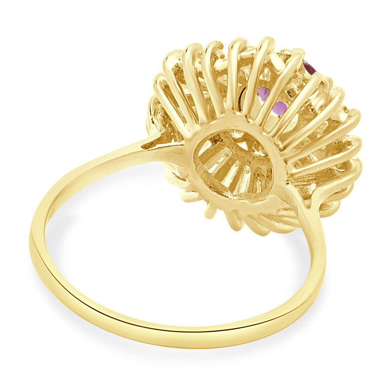 14 Karat Yellow Gold Ruby and Diamond Ballerina Ring