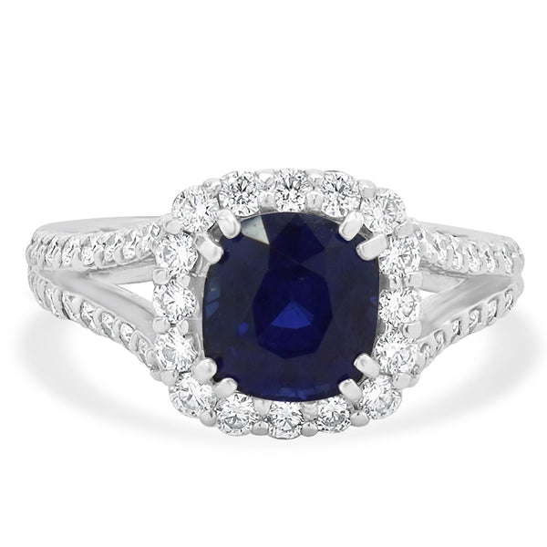 14 Karat White Gold Sapphire and Diamond Ring