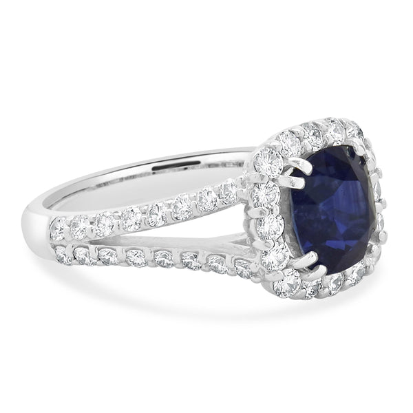 14 Karat White Gold Sapphire and Diamond Ring
