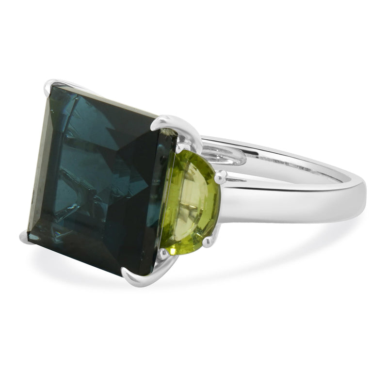 14 Karat White Gold London Blue Topaz and Peridot Ring