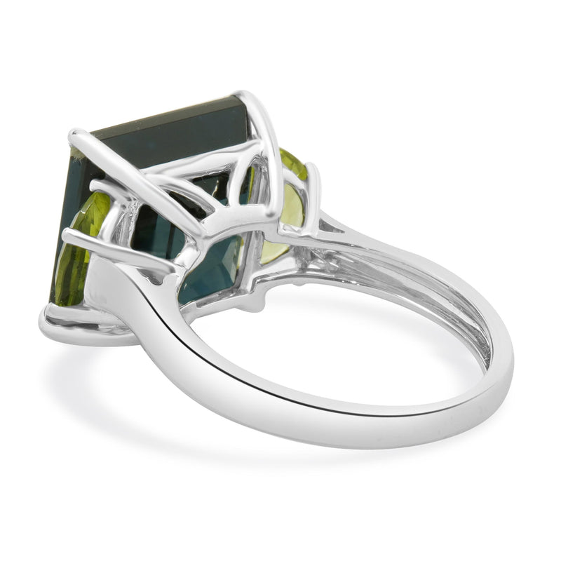 14 Karat White Gold London Blue Topaz and Peridot Ring