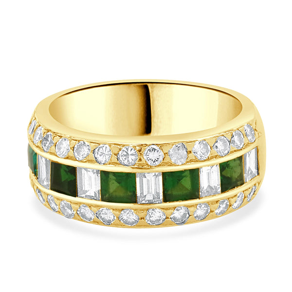 18 Karat Yellow Gold Chrome Tourmaline & Diamond Band