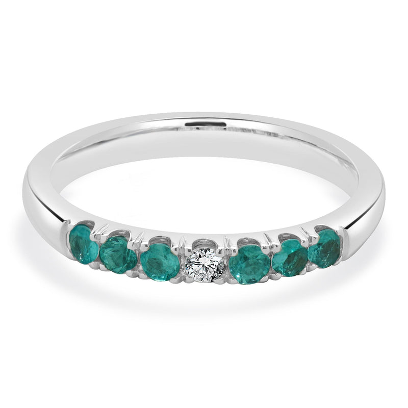 18 Karat White Gold Paraiba Tourmaline and Diamond Band